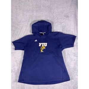 Adidas FIU Athletic Hoodie Mens L Blue Short Sleeve Embroidered Hooded